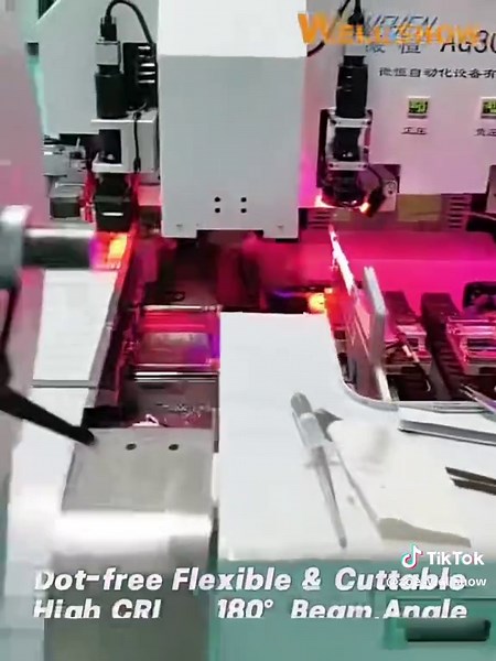 COB production and testing demonstration #cob #cabinetlight #ledlight #homedecor #strip