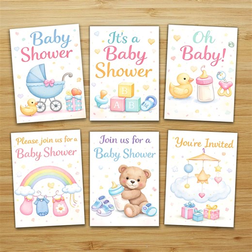 Baby Shower Cards, New Arrival Celebration Greeting, Gender Neutral Party Bundle - Etsy