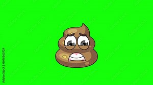 poop cartoon with a face screaming in fear, emoji emoticon animation