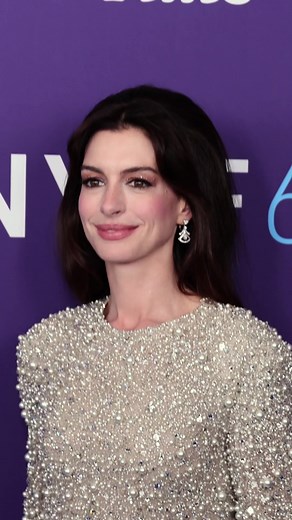 Anne Hathaway Glitter Maison Valentino Dress at New York Film Festival Red Carpet
