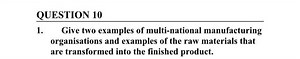 QUESTION 101. Give two examples of multi-national manufacturin... | Filo