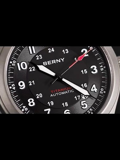 BERNY Titanium Automatic Men's Field Watches Date Sapphire Super