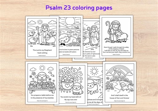 Psalm 23 Coloring Pages for Kids Printable, the Lord is My Shepherd Bible Verse Art for Sunday School or Homeschool, Kindergarten Craft - Etsy