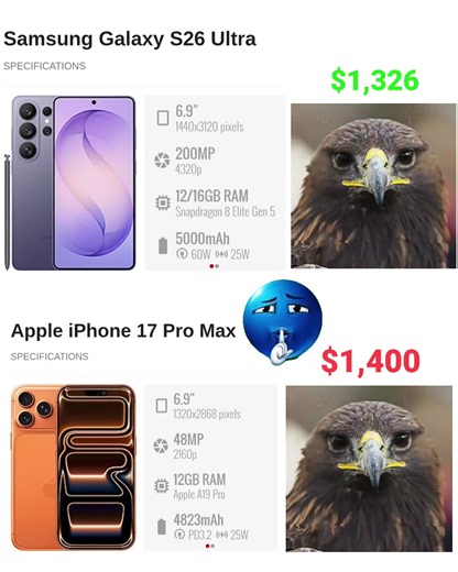 samsung vs apple ☠️💀 . . . #iphone17promax #samsungs26ultra #flagship #gadgets #foryourpage