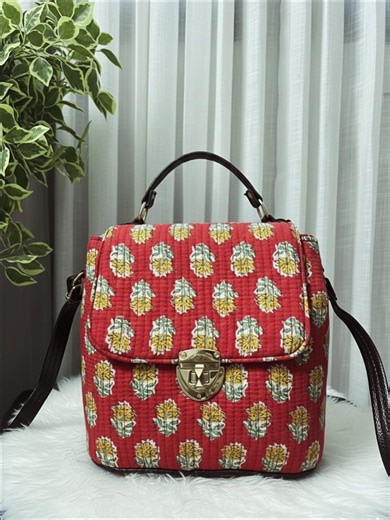 Handcrafted Quilted Backpack | Stylish Printed Fabric College Travel Bag - Etsy