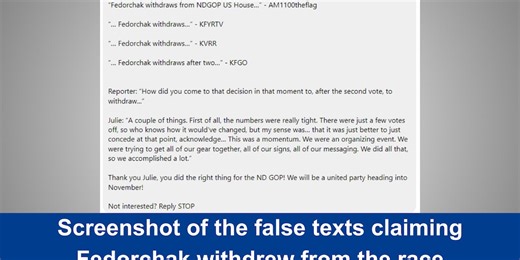 False text messages tamper with ND primary election