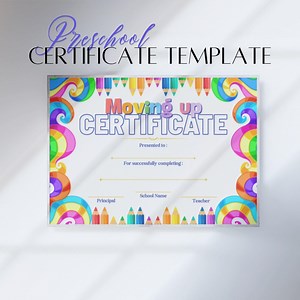 Editable Preschool Moving up Certificate Template | Pre-k Graduation Diploma | Canva Printable Kids Certificate | A4 & US Letter - Etsy