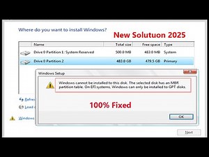 Windows cannot be installed to this disk. the selected disk has an MBR partition table (Fixed)