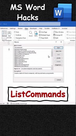 This MS Word Macro Lists Every Single Shortcut Command