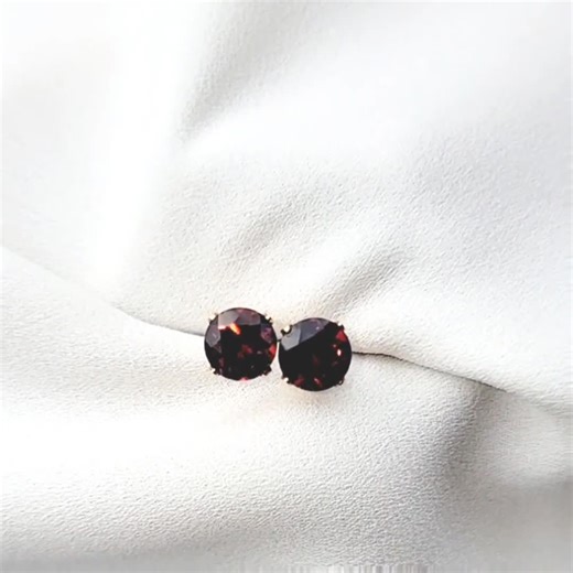 Genuine Garnet Stud Earrings | 14K Gold Filled, 14K Solid Gold or Sterling Silver | Deep Red Gemstone | Gift for Her | January Birthstone - Etsy