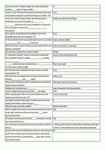 Minnesota Driver Manual Study Guide Flashcards video