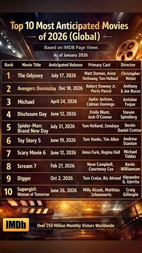 Top 10 Most Anticipated Movies of 2026 Globally #Top10 #Global #IMDb #MostAnticipated #Movies | SUBG QUIZ - Quiz and Exam Preparation