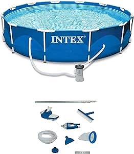 Amazon.com: Intex 12' x 30" Metal Frame Swimming Pool w/ Filter Pump & Pool Maintenance Kit : Patio, Lawn & Garden