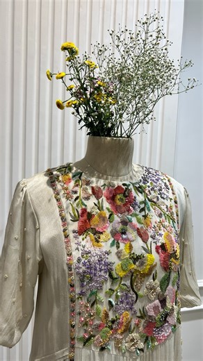 half Full | Curve on Instagram: "A canvas of ivory brought to life with a garden of hand-embroidered blooms, where every bead and thread feels like a petal in full bloom. #youaresomuchmorethananumber [Half Full Curve, Half Full]"