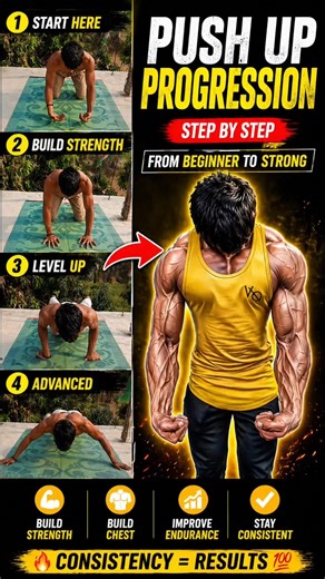 Push Up Progression 💪 From Beginner To Beast | Build Chest & Strength Fast