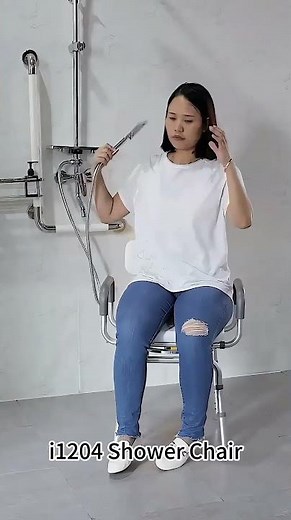 360° Rotating Shower Chair with Arms and Back | Safe, Comfortable & Effortless 🌀