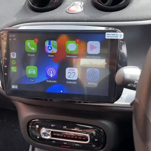 SMART FOR TWO Android Multimedia Screen with Carplay Installation #fyp #car #smartcar #stereo #screen #smartfortwo #android #iphone #carplay #install