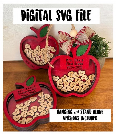 SVG Digital SVG File Teacher Appreciation Classroom Ornament or Stand Alone Gift- 4 Versions Included - Etsy