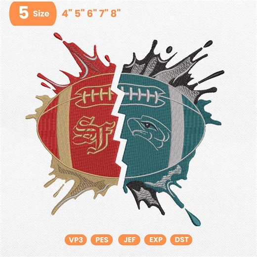 Custom Football Embroidery Design, Championship Matchup Split Ball Art, City Rivalry Game Day, Machine Embroidery File - Etsy