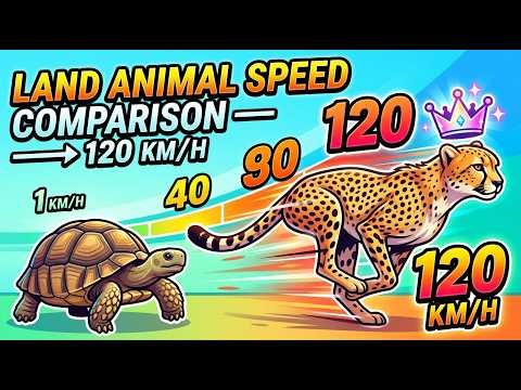 Land Animal Speed Race 🐆 | Fastest Animal Speed Comparison (1–120 KM/H)