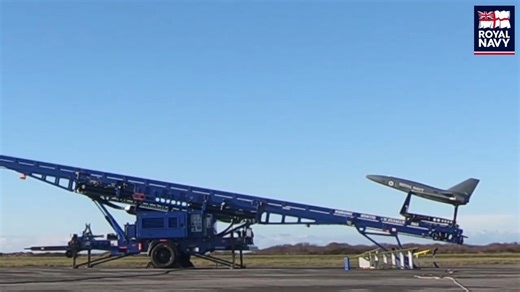 Another quick view of the launch of the @RoyalNavy's Banshee drone, operated entirely by 700X Naval Air Squadron from Predannack Airfield #Cornwall for the first time last week #RNASCudrose | Royal Naval Air Station Culdrose
