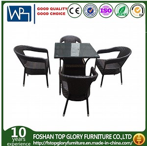 [Hot Item] Modern Garden Set Outdoor Furniture Tempered Glass Dining Table with 4 Chairs