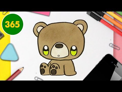 COMMENT DESSINER UN OURS KAWAII - - Dessins faciles à kawaii - Comment dessiner des animaux kawaii