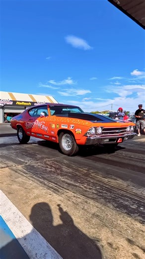 Chevy Chevelle Race Car at Santa Pod Raceway #ChevyChevelle #dragracing #racecar #musclecar #musclecars Chevrolet RPM Army NHRA | Dragstrip Logic