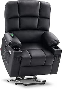 Amazon.com: MCombo Medium Lay Flat Dual Motor Power Lift Recliner Chair Sofa with Massage and Heat for Elderly People, Infinite Position, Faux Leather 7679 (Black, Medium) : Home & Kitchen