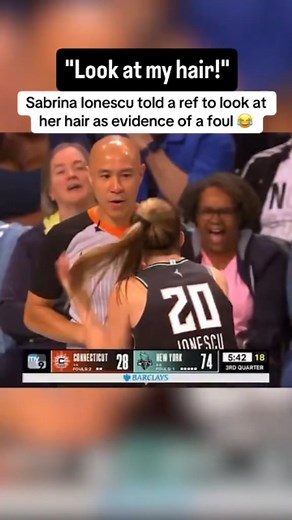 Look at my hair! 🤣 Sabrina Lonescu told a ref to look at her hair as evidence of a foul! 😅 #sabrina #wnba | NBA Updates