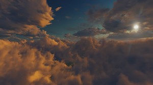 Flying through the clouds over the sea - Free Stock Video