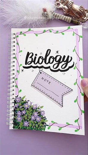 Biology Frontpage Design — Simple Purple Floral Vine Art #nhuandaocalligraphy #frontpage