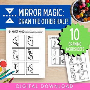 Symmetry Drawing Prompts: Mirror Image Art Activity for Kids (PDF Download) - Etsy Canada