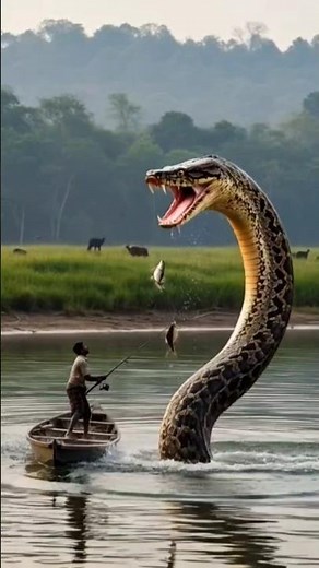 Giant Python Attacks Fisherman in the River! Shocking Jungle Encounter 😱🐍” #watchoutforsnakes #viral