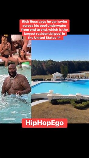 Rick Ross says he can swim across his pool underwater from end to end, which is the largest residential pool in the United States 🇺🇸 | Hiphopego
