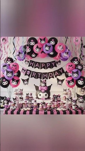 incredible birthday party decoration kuromi sanrio #kuromi #mymelody #cinnamoroll #birthday #viral