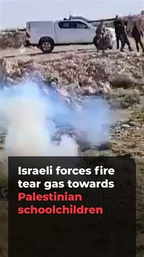 Israeli forces fired tear gas towards a group of children trying to walk to school in Masafer Yatta in the occupied West Bank after a fence had been erected blocking their route, according to local reports.