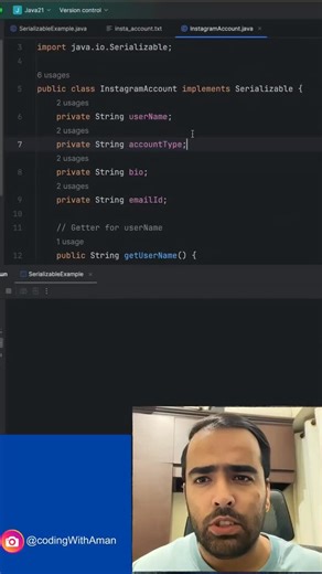 Aman Sahni on Instagram: "Serialization In Java #javaprogramming #softwaredeveloper #webdeveloper #backenddevelopment #backendengineering #codinglife"