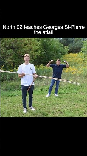 North teaches Georges st Pierre the atlatl