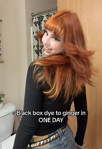 took 7 hours genuinely but we got there 🧡 - #ginger #blackhairdye #wolfcut #fyp #alternativehair
