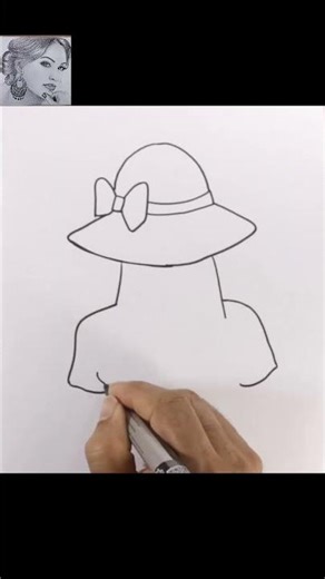 Easy drawing girl wearing a hat #Shorts