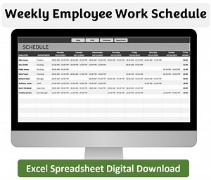 Weekly Employee Schedule Template: Automated Excel Spreadsheet (digital Download) - Etsy