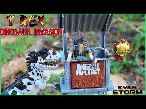 Pretend Play Animal Planet Dinosaur Invasion Toy T Rex Playset Unboxing
