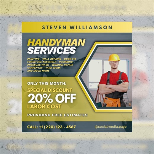 Custom Handyman Flyer Template, Home Repair Service and Construction Services Advertising Post, Canva - Etsy