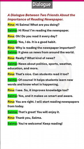 Dialogue Between Two Friends About Reading Newspaper || English Dialogue Practice #dialoguewriting