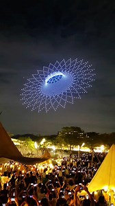 A spectacular drone show lights up the sky, with dozens of mini drones forming dazzling figures in mid-air. The drones seamlessly shift from creating a massive cargo ship to a vibrant firework display, then morph into a skyline and even a spinning Earth. Each shape is meticulously crafted, moving in perfect harmony to create breathtaking visuals. This stunning display of AI-driven technology showcases the incredible precision and coordination required to operate these drones, leaving the audienc