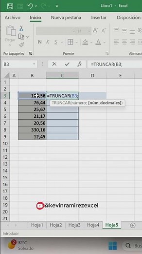 Elimina Decimales en Excel con la Función TRUNCAR en Segundos 🚀🧮 #shortsviral