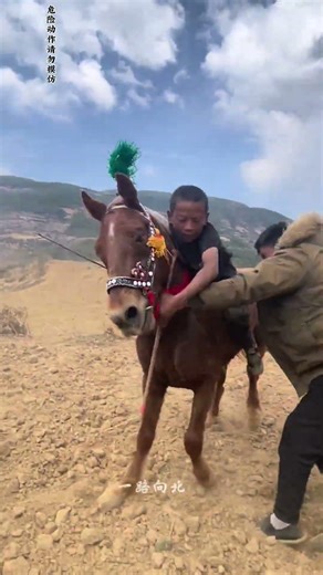 Title (English): The Heartfelt Bond: A Father's Touch in Riding a Horse