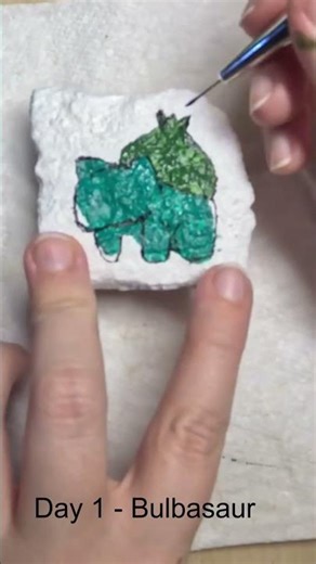 Day 1 Bulbasaur - Painting all 151 Pokemon onto rocks #pokemon #rockpainting #bulbasaur #newyear