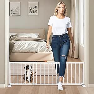 Freestanding Short Dog Gate, 13" Tall Small Pet Gate Easily Step Over, 16"- 44'' Width Expandable Metal Small Puppy Gatefor Stairs, Doorways, Kitchen,House Indoor/Outdoor Use-No Drill Pressure Mount